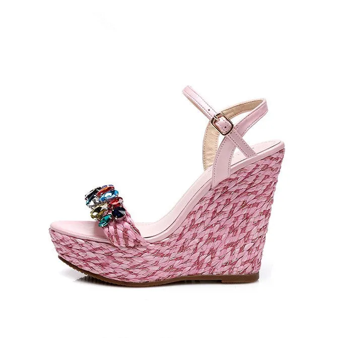 Small Feet Girls Rhinestone Wedge Sandals SS257