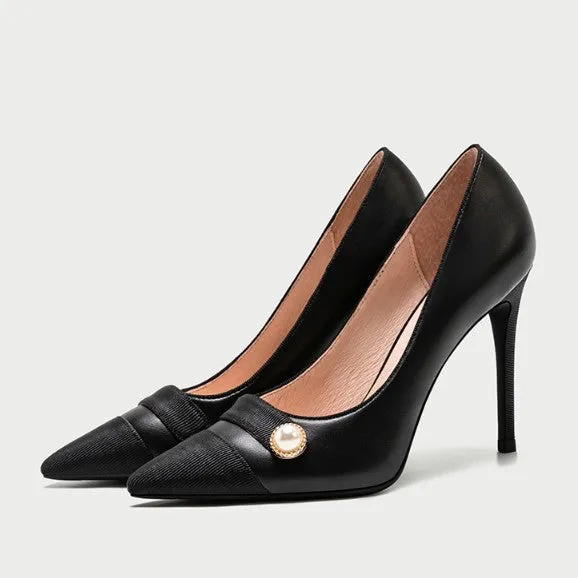 Small Feet Ladies Pointy Leather Heels DS178