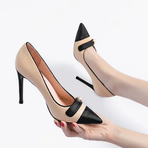 Small Feet Ladies Pointy Leather Heels DS178