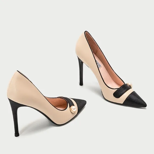 Small Feet Ladies Pointy Leather Heels DS178