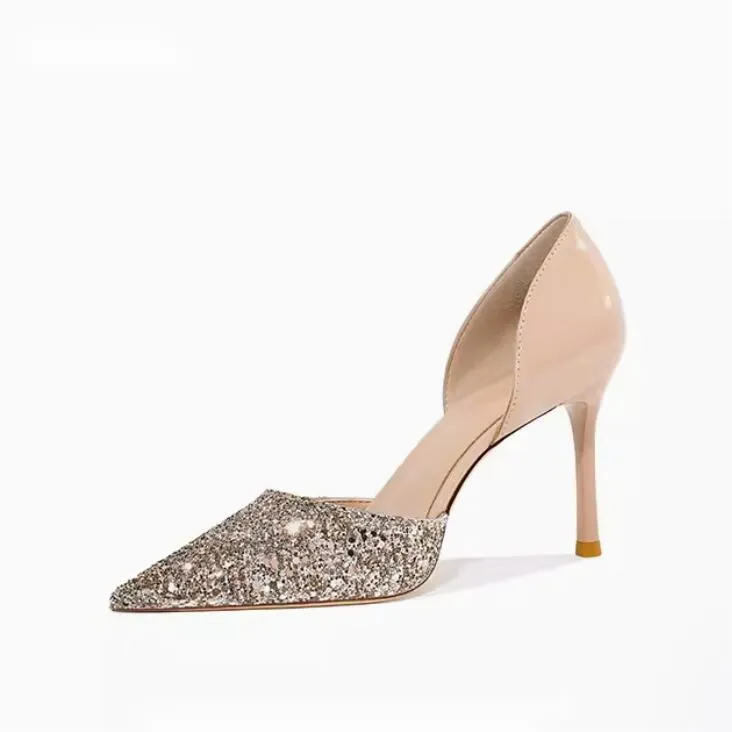 Small Size Side Empty Patent Heels For Women TS13