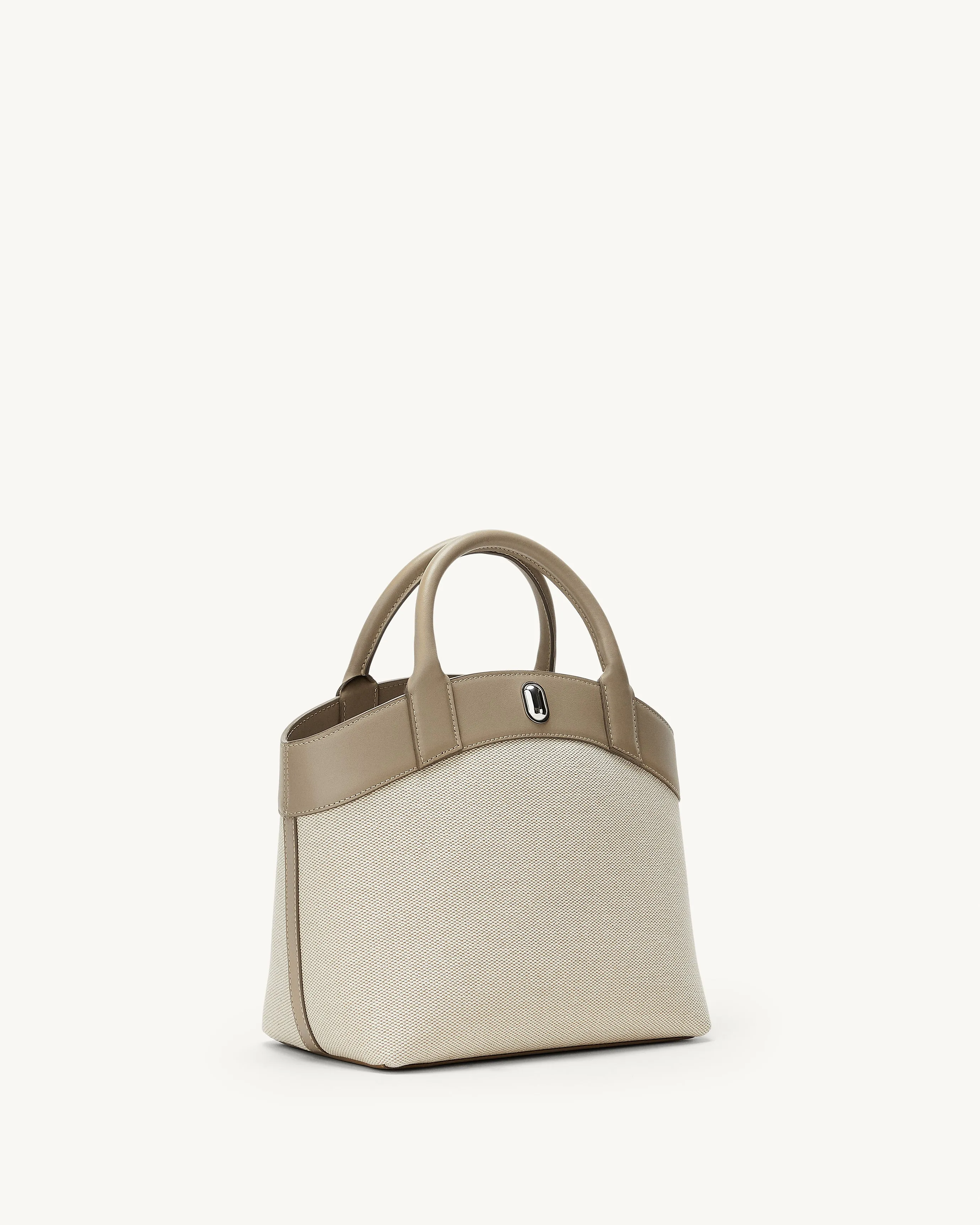Small Tondo Tote in Canvas with Clay Trim