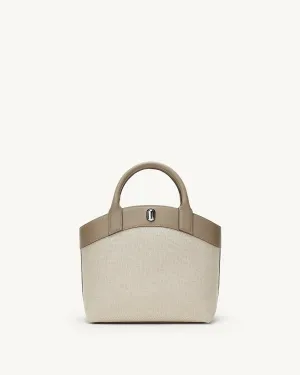 Small Tondo Tote in Canvas with Clay Trim
