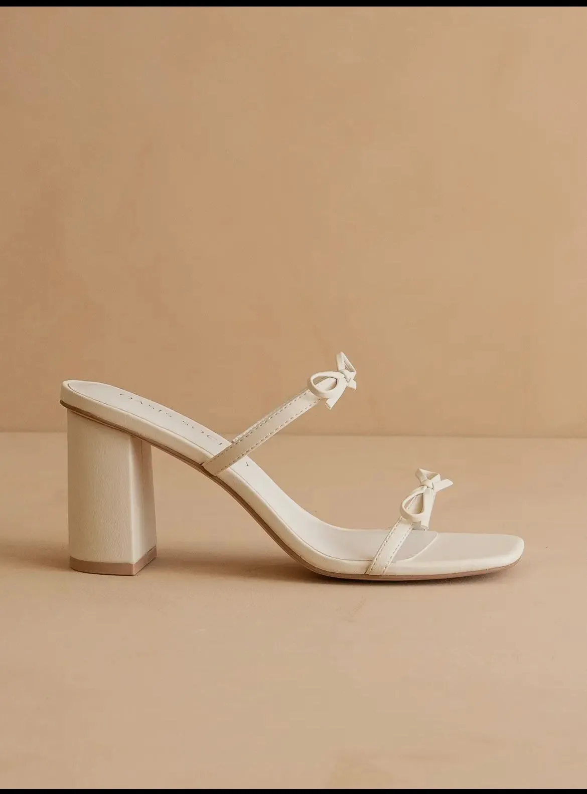 Sofia Beige Double Strap Bow Heels