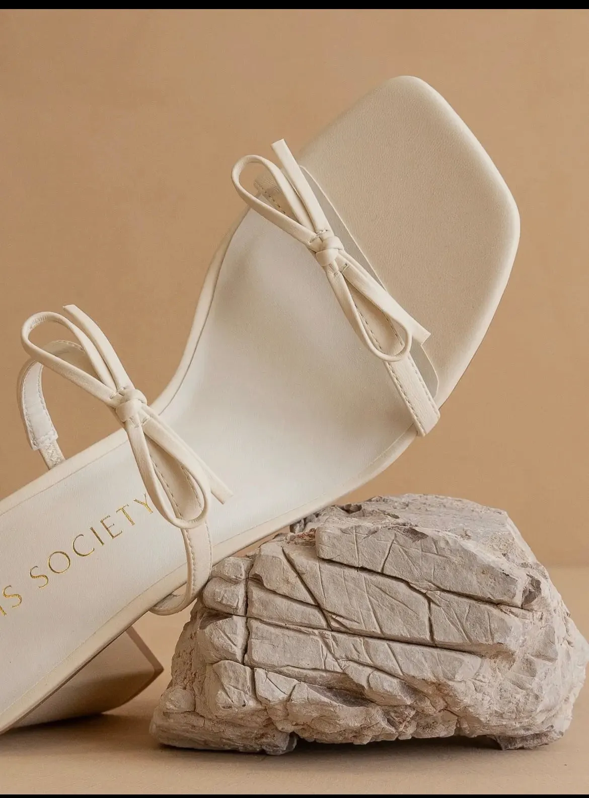 Sofia Beige Double Strap Bow Heels