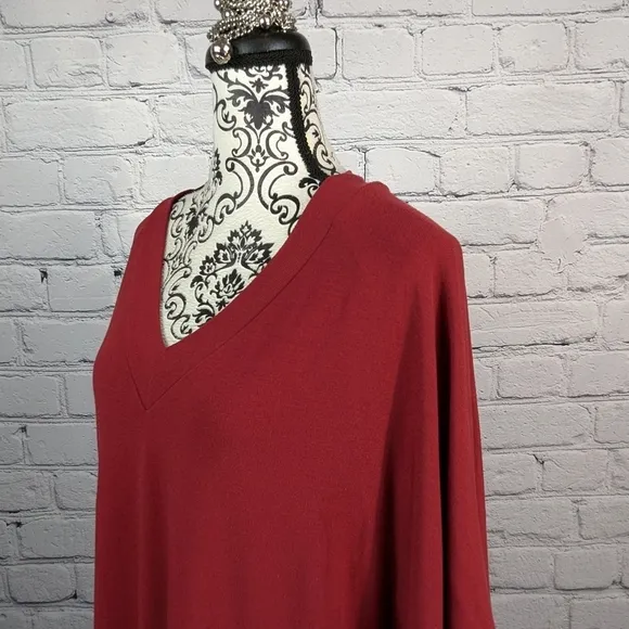 Soft Surroundings women's top Long Sleeve Stretch Knit Faux Shawl Size L BBIN