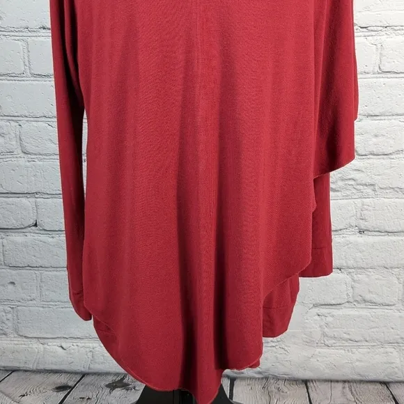 Soft Surroundings women's top Long Sleeve Stretch Knit Faux Shawl Size L BBIN