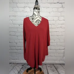 Soft Surroundings women's top Long Sleeve Stretch Knit Faux Shawl Size L BBIN