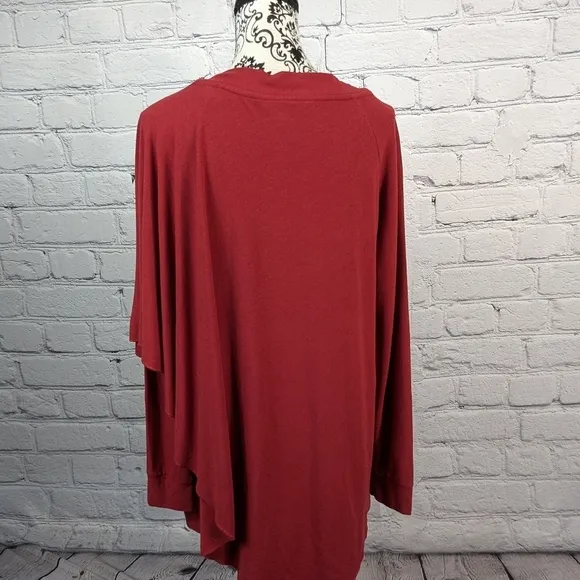 Soft Surroundings women's top Long Sleeve Stretch Knit Faux Shawl Size L BBIN