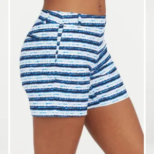 SPANX Sunshine Short 6” blue painted Stripe Golf Boat Beach Swim Trunks Large