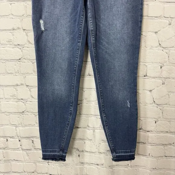 SPANX Womens Distressed Ankle Skinny Jeans Size Medium M In Medium Blue Wash