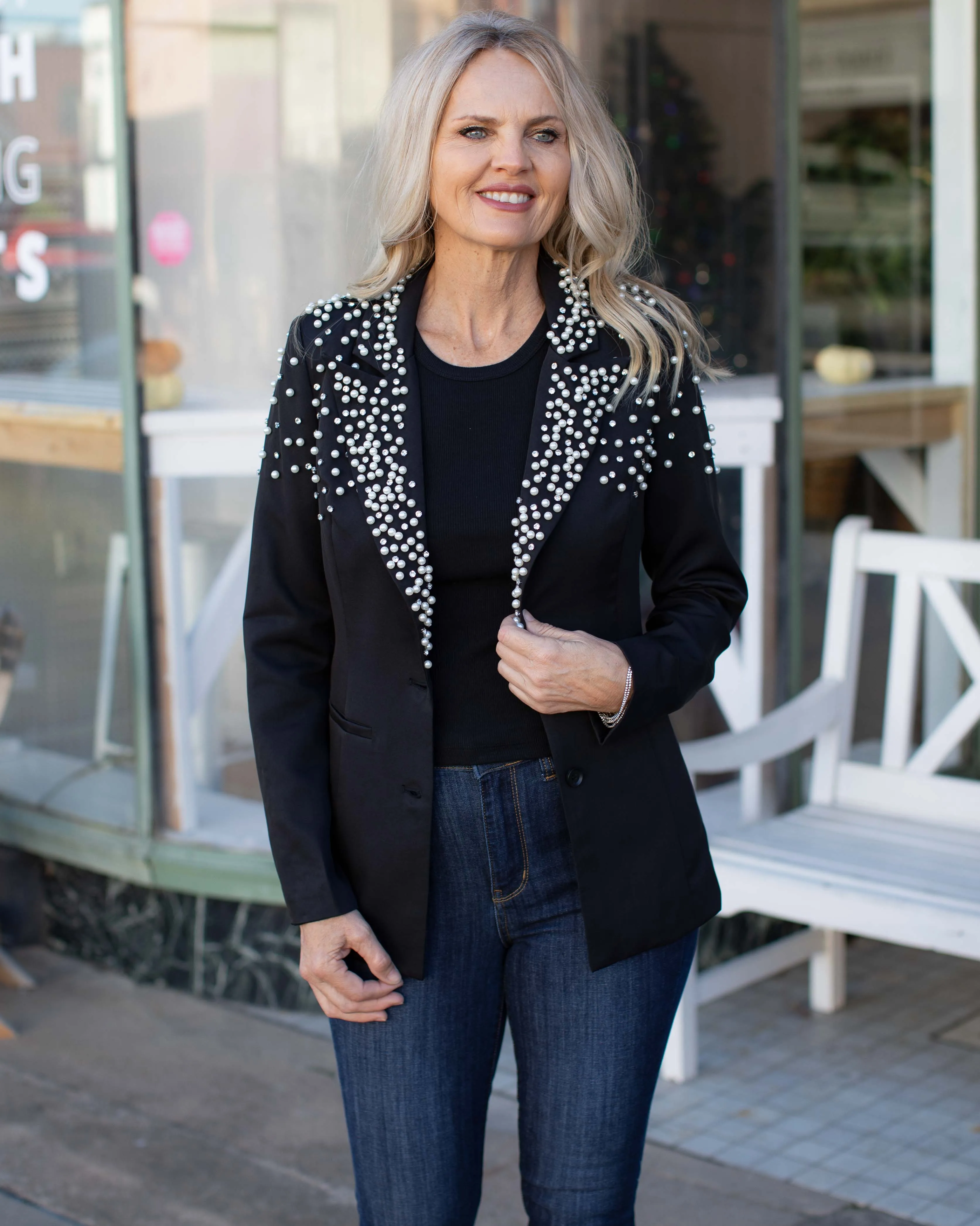 SPARKLE LIKE DOLLY RHINESTONE/PEARL BLAZER