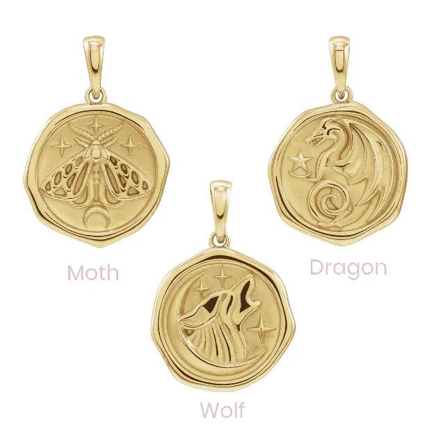 Spirit Animal Pendant - Wolf, Moth or Dragon
