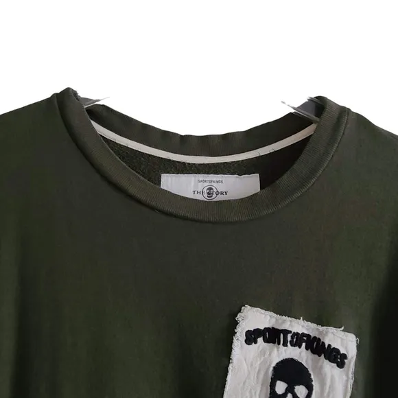 SPORTOFKINGS Olive Green Fleece Pullover Logo Sweatshirt Dress *FLAWED* Large