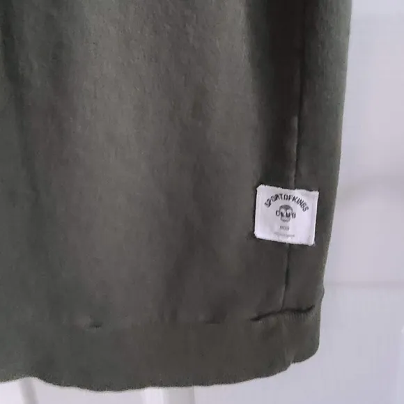 SPORTOFKINGS Olive Green Fleece Pullover Logo Sweatshirt Dress *FLAWED* Large