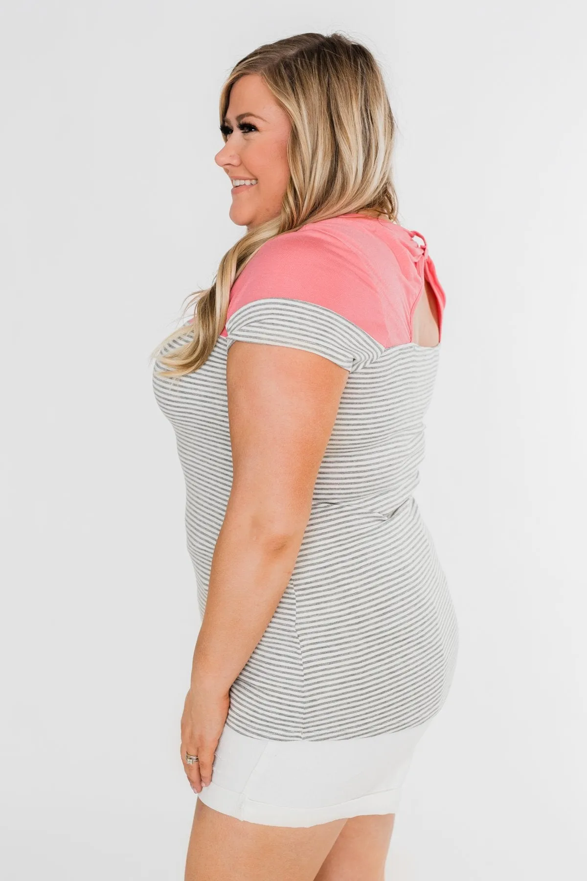 Spring Fever Short Sleeve Striped Top- Watermelon