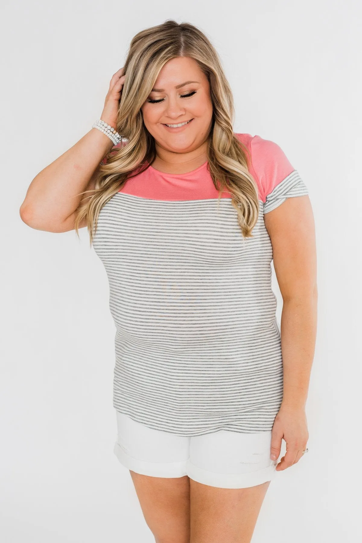Spring Fever Short Sleeve Striped Top- Watermelon