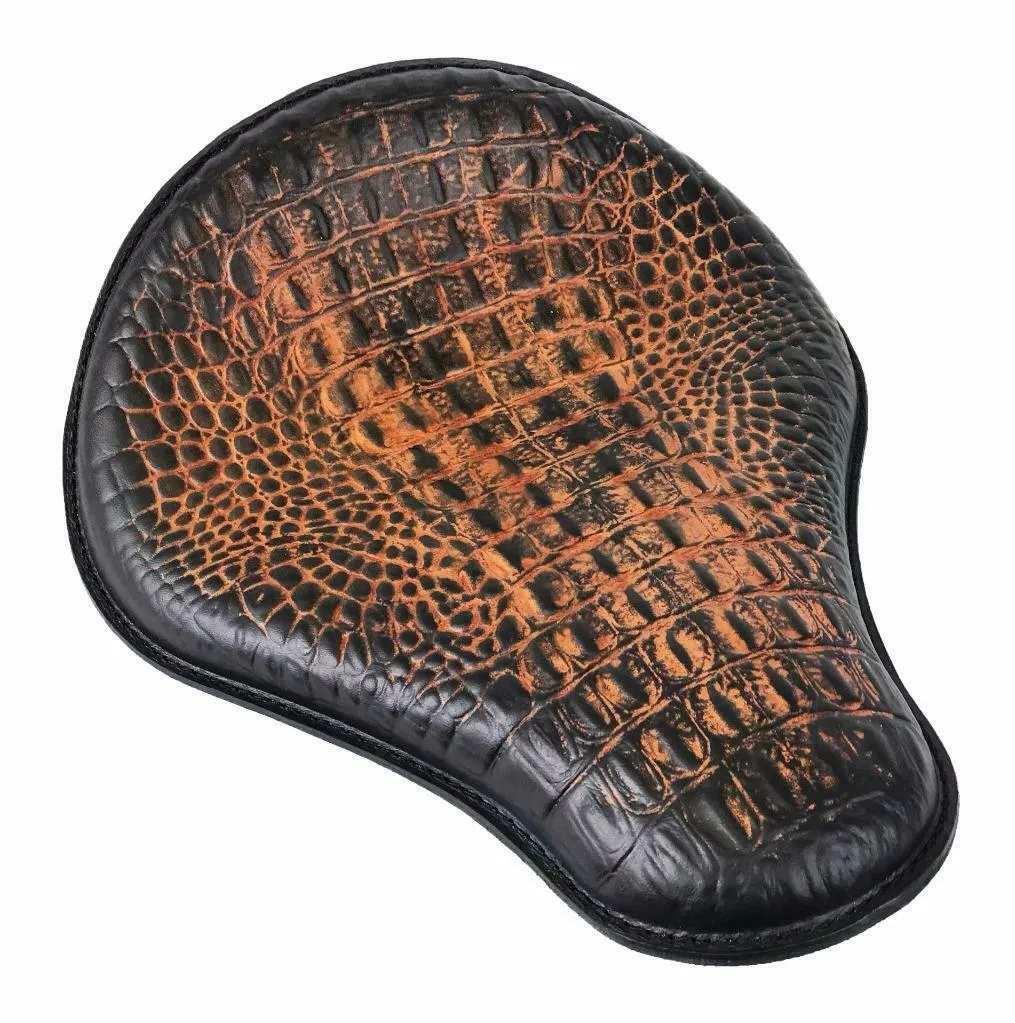 Spring Seat Chopper Bobber Harley Sportster Nightster 12x13 Ant Brn Alligator