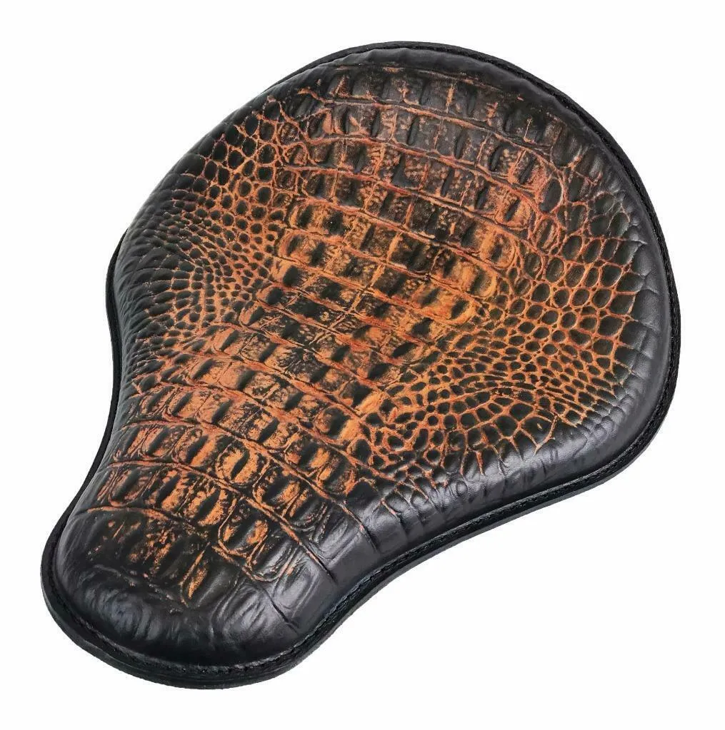 Spring Seat Chopper Bobber Harley Sportster Nightster 12x13 Ant Brn Alligator