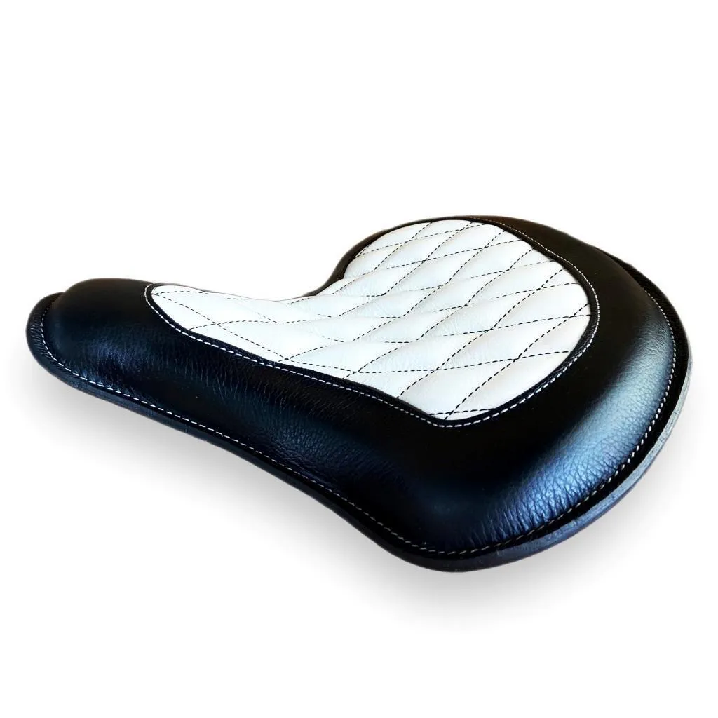 Spring Seat Harley Softail Indian Scout Bobber Chopper 15x14" Blk White Diamond