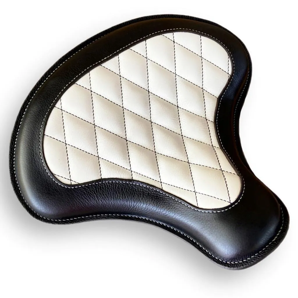 Spring Seat Harley Softail Indian Scout Bobber Chopper 15x14" Blk White Diamond