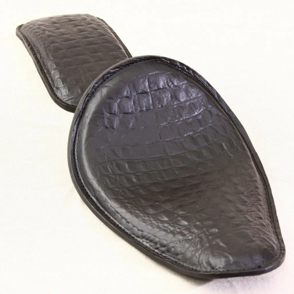 Spring Solo Seat P-Pad Chopper Harley Sportster Bobber Black Alligator Banana