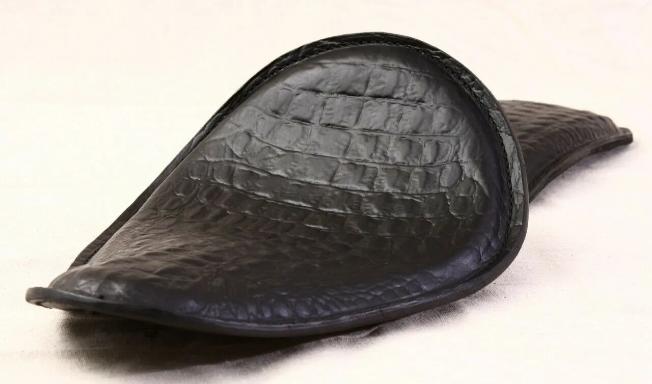 Spring Solo Seat P-Pad Chopper Harley Sportster Bobber Black Alligator Banana