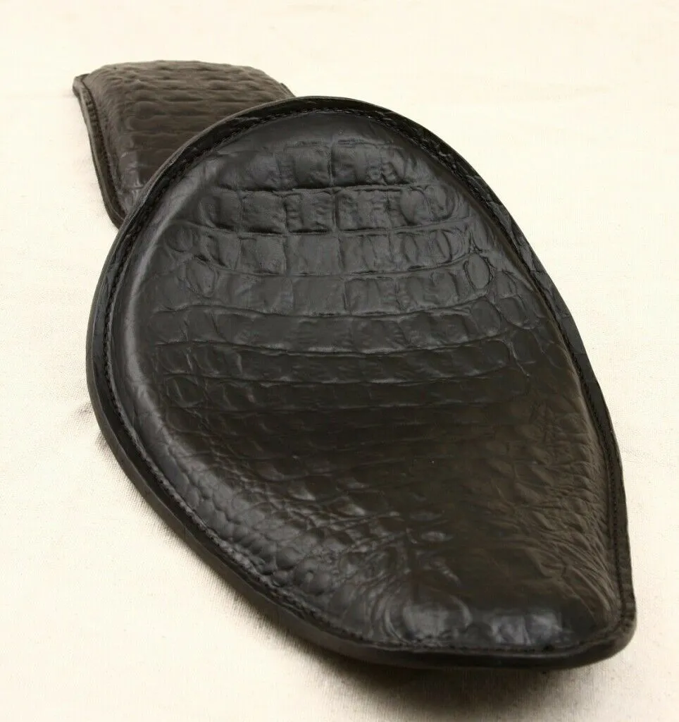 Spring Solo Seat P-Pad Chopper Harley Sportster Bobber Black Alligator Banana