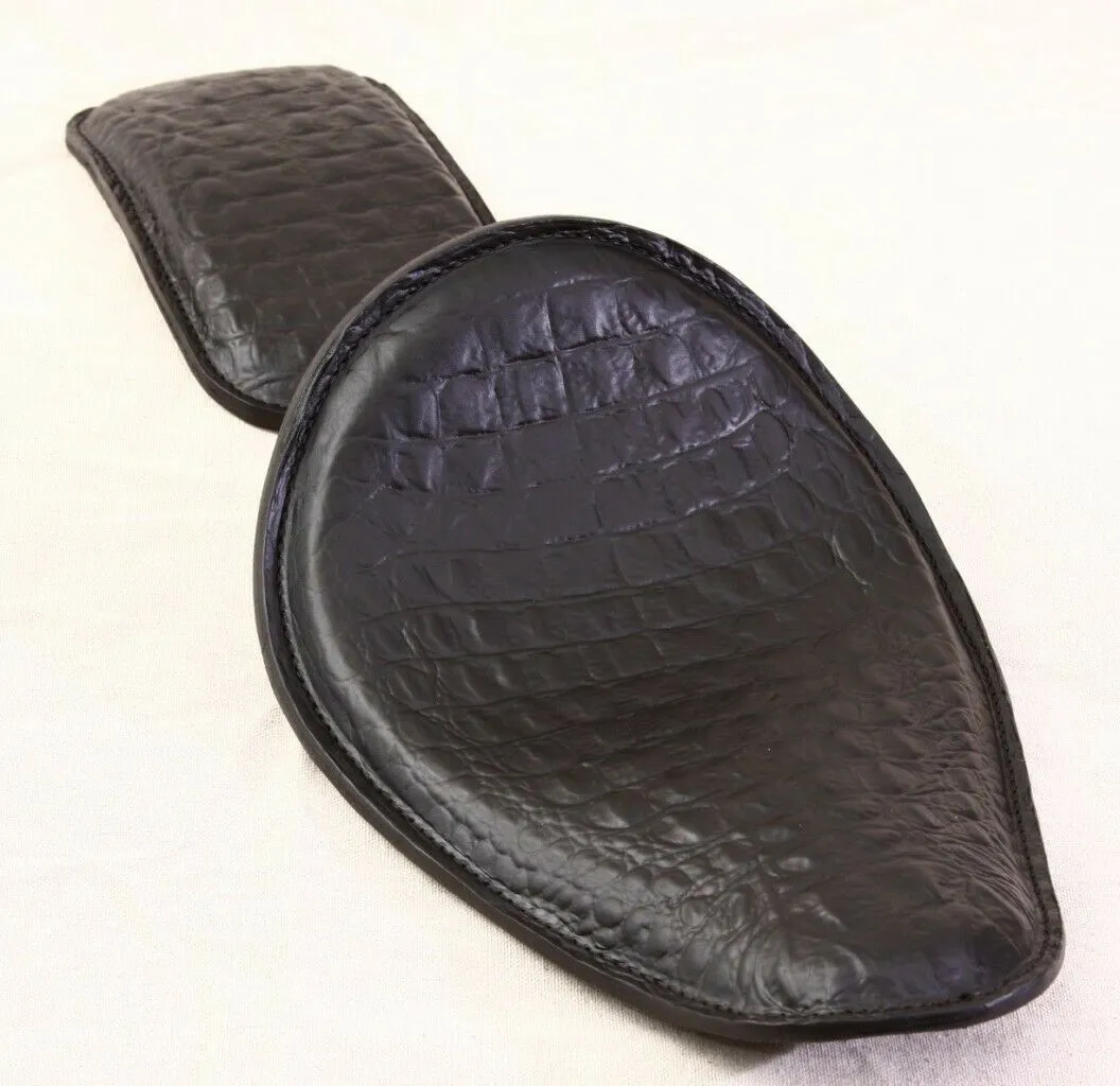 Spring Solo Seat P-Pad Chopper Harley Sportster Bobber Black Alligator Banana