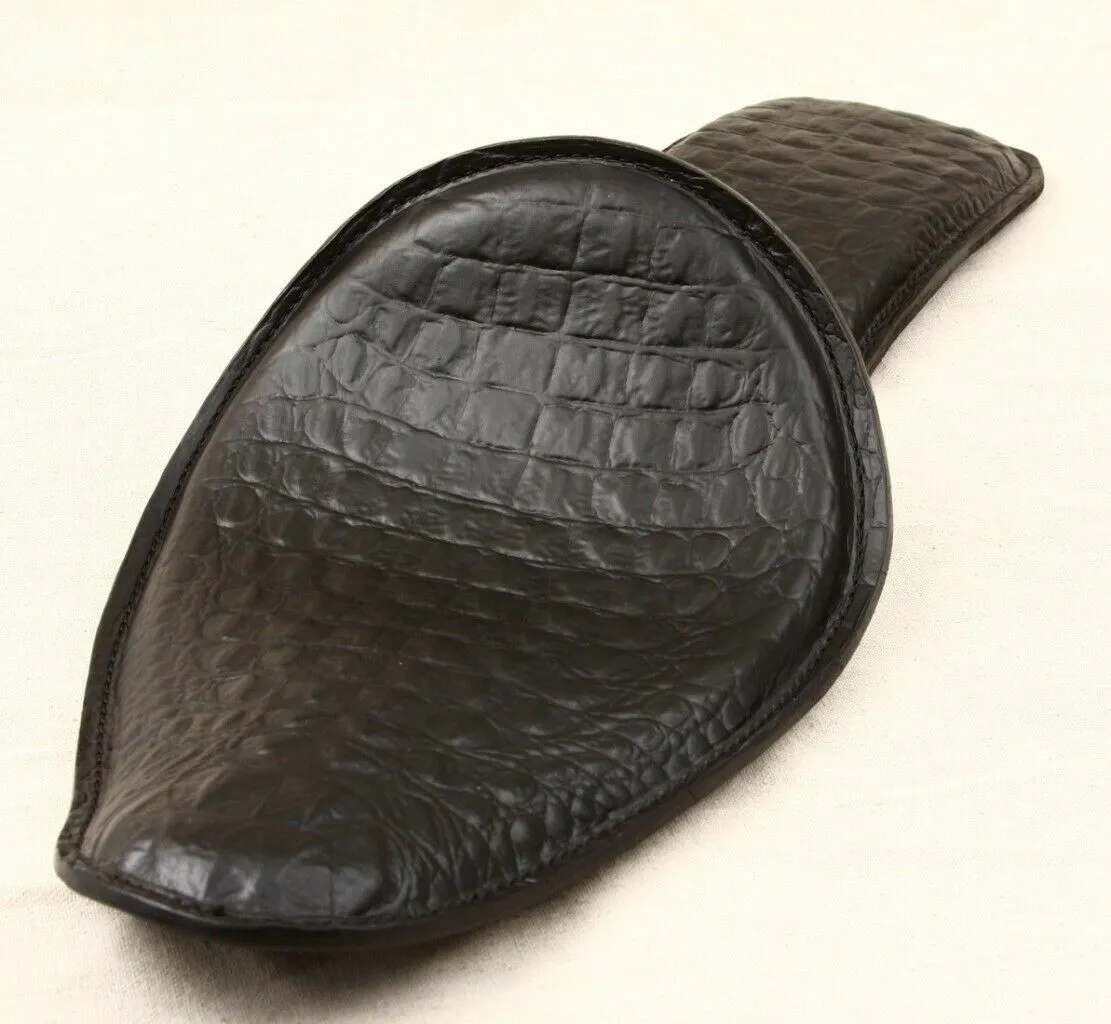 Spring Solo Seat P-Pad Chopper Harley Sportster Bobber Black Alligator Banana