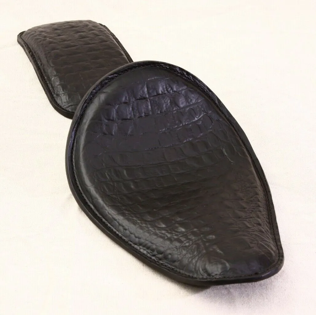 Spring Solo Seat P-Pad Chopper Harley Sportster Bobber Black Alligator Banana