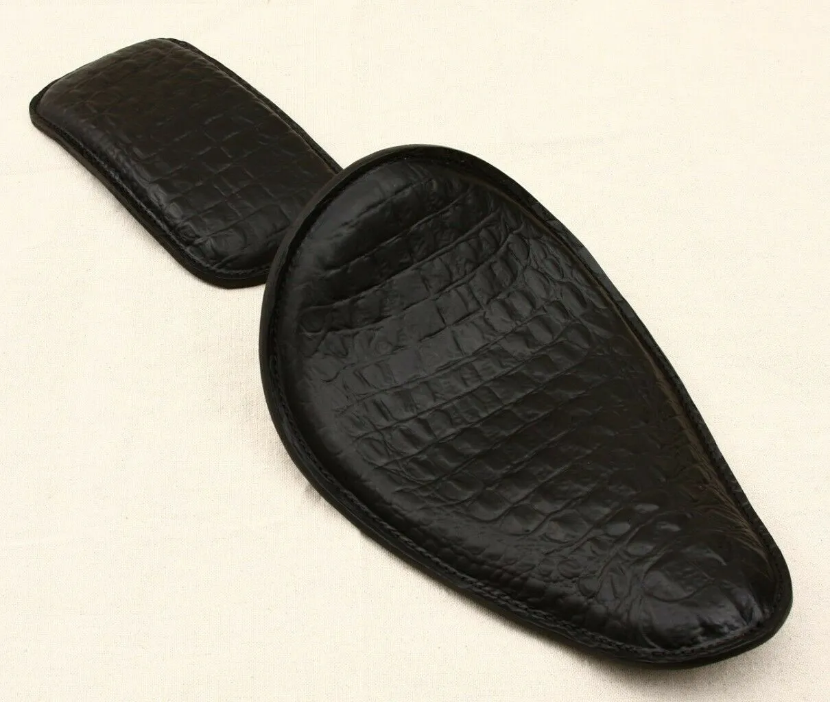 Spring Solo Seat P-Pad Chopper Harley Sportster Bobber Black Alligator Banana