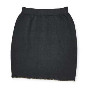 ST.‎ JOHN Evening Vintage Black Knit Skirt With Rhinestone Hem Women's Size 8