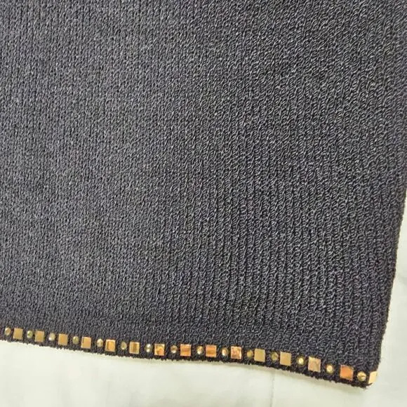ST.‎ JOHN Evening Vintage Black Knit Skirt With Rhinestone Hem Women's Size 8
