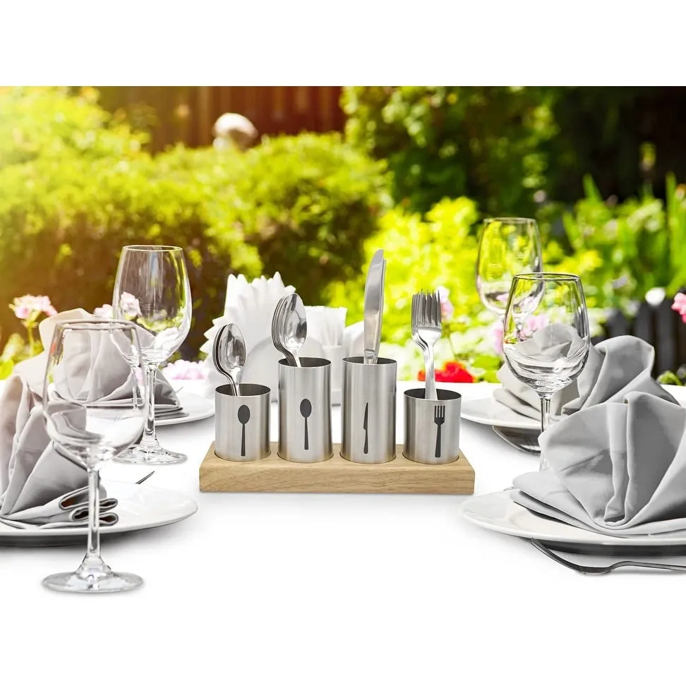 Stainless Steel Flatware Organizer Caddy with Base