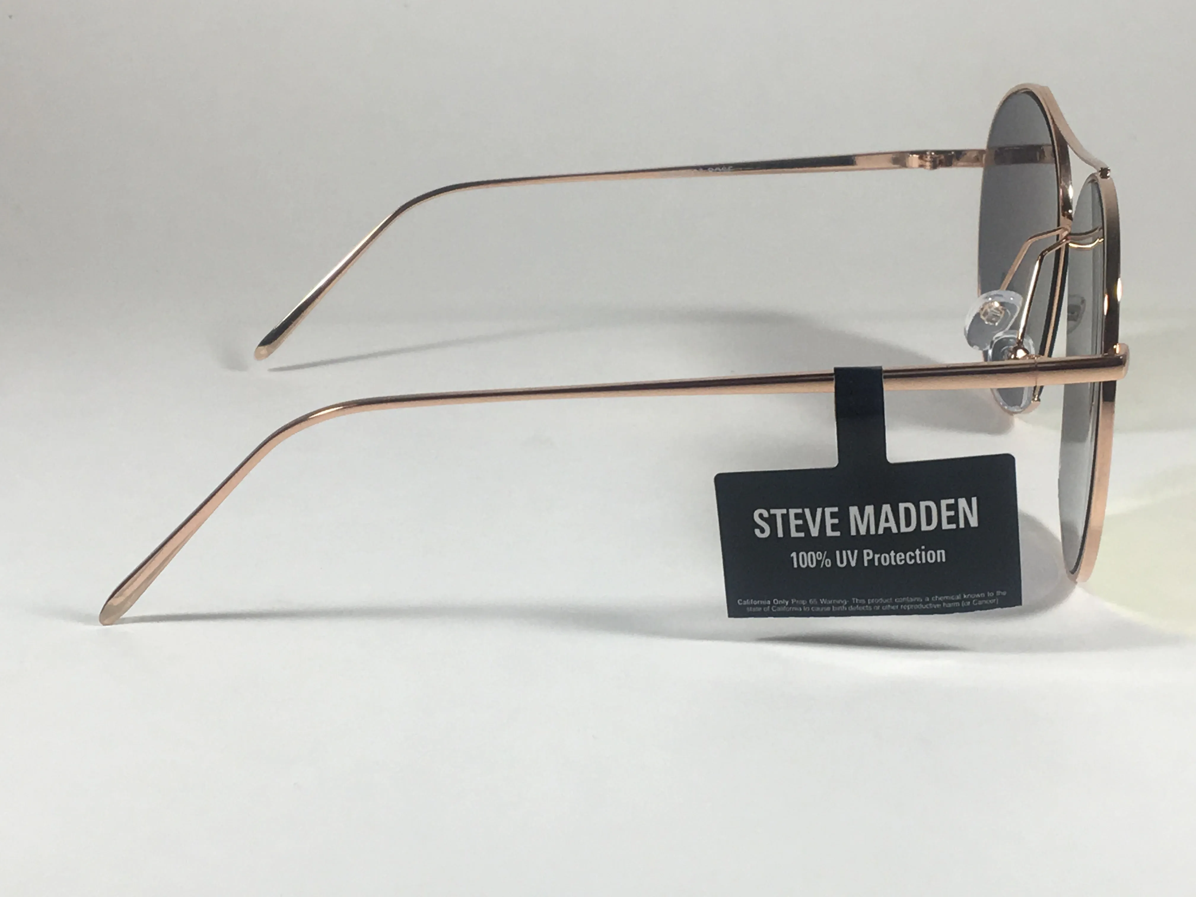 Steve Madden Aviator Pilot Sunglasses Rose Gold Orange Mirror Wedge Slice SM482107 ROSE