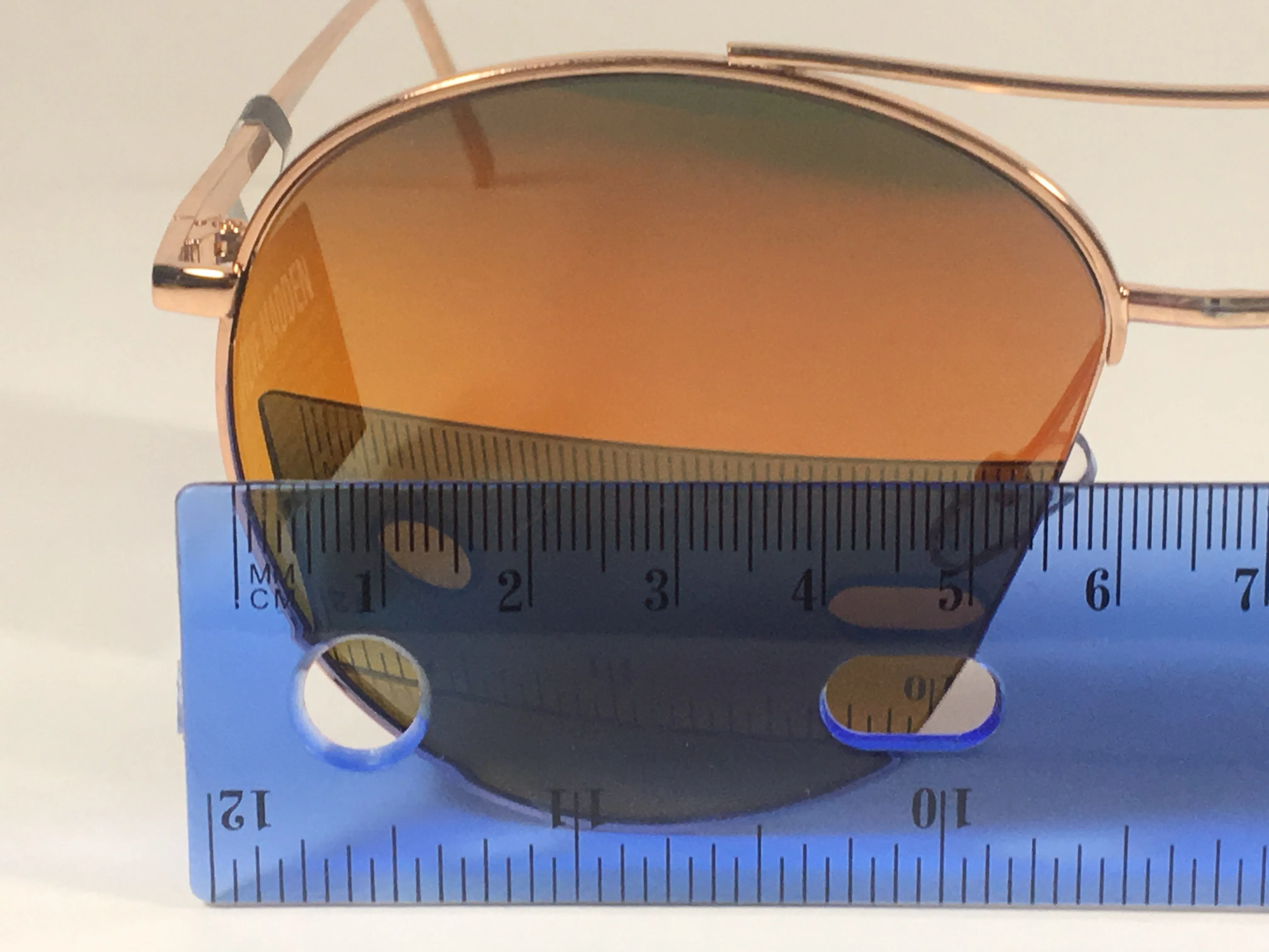 Steve Madden Aviator Pilot Sunglasses Rose Gold Orange Mirror Wedge Slice SM482107 ROSE