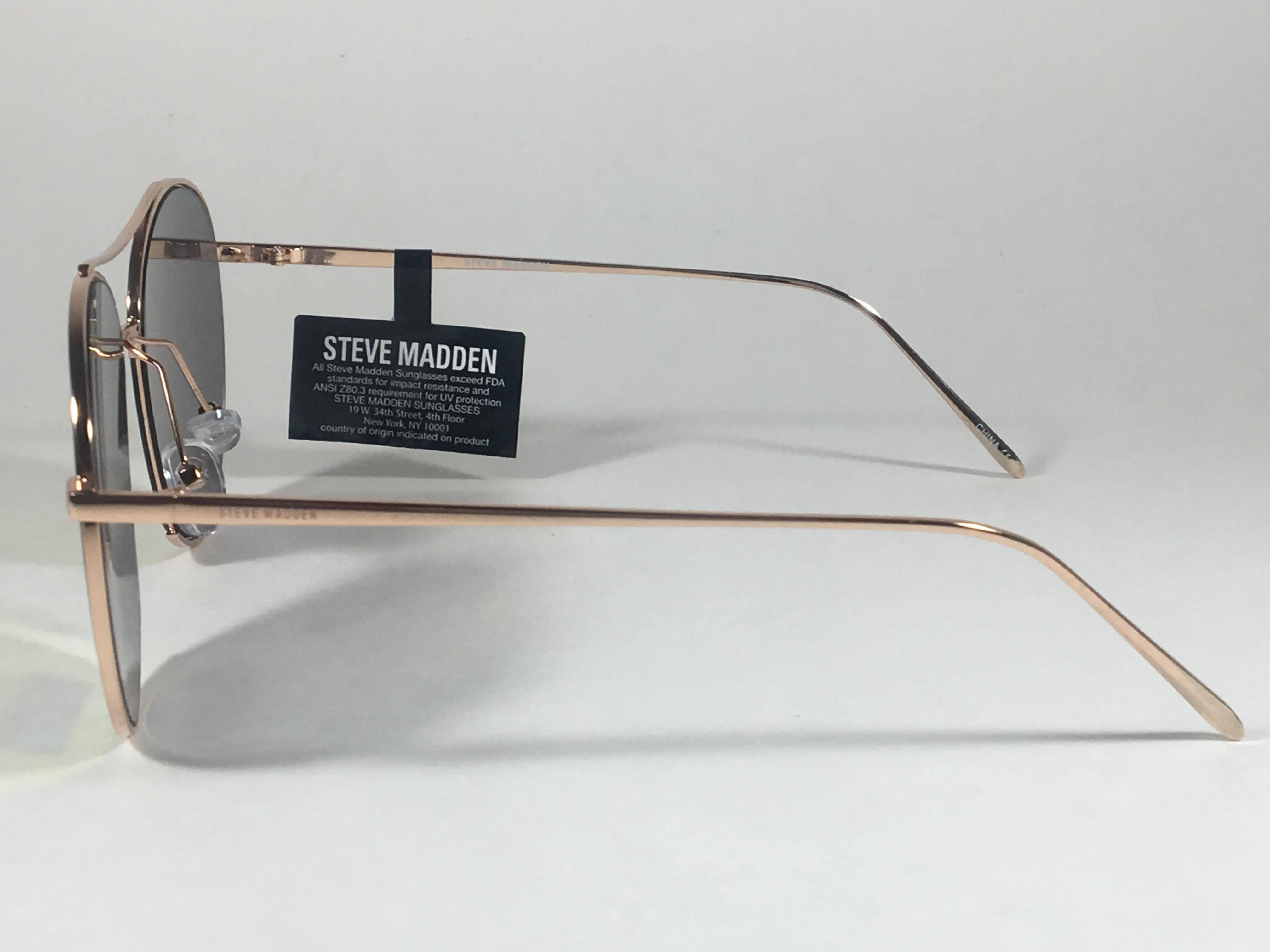 Steve Madden Aviator Pilot Sunglasses Rose Gold Orange Mirror Wedge Slice SM482107 ROSE