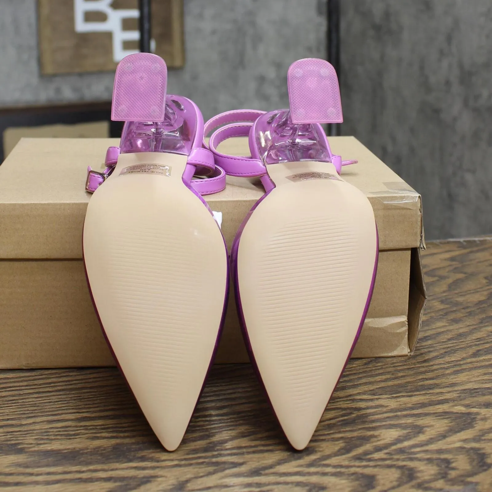 Steve Madden Womens Zelie Faux Leather Block Heels ZELI05S1 Purple Vinyl 6.5M