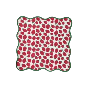 Strawberry Hand Block Printed Cotton Napkins