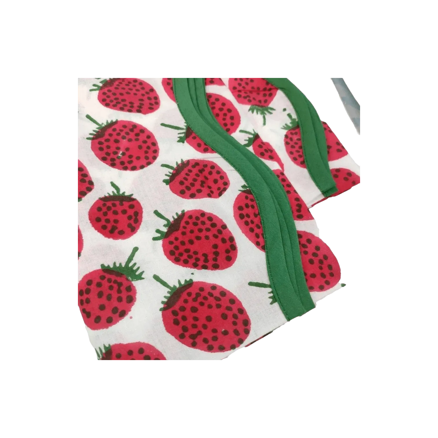 Strawberry Hand Block Printed Cotton Napkins