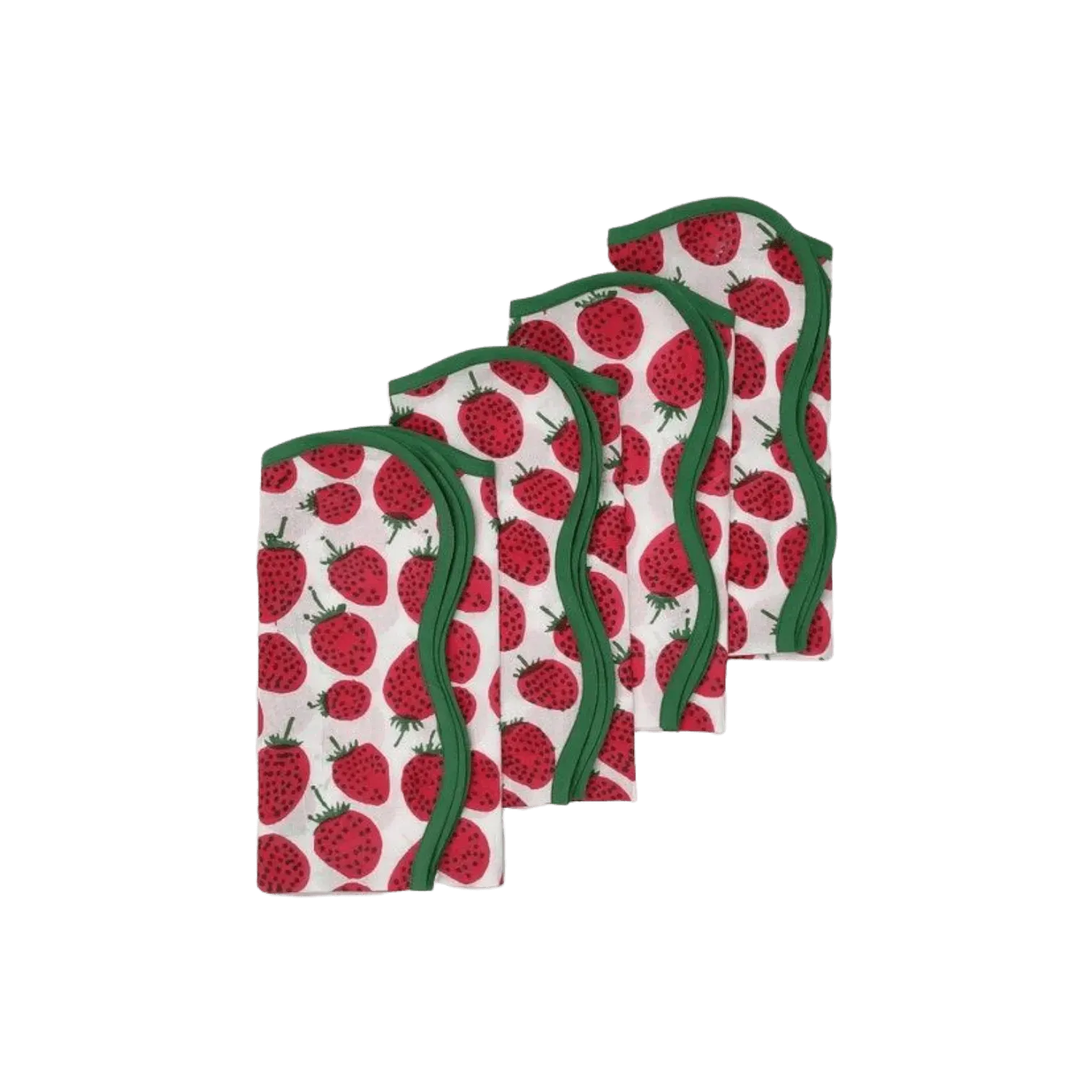 Strawberry Hand Block Printed Cotton Napkins