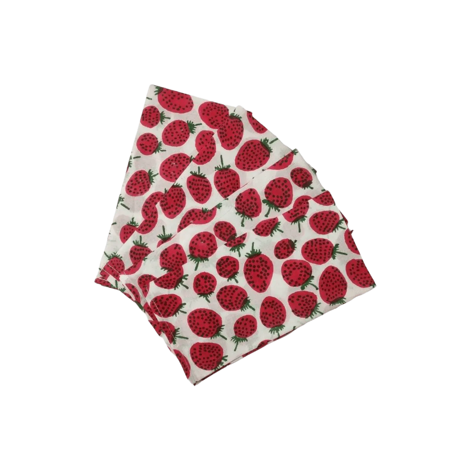 Strawberry Hand Block Printed Cotton Napkins