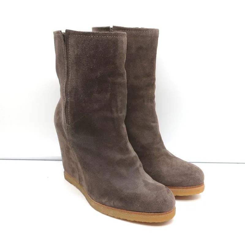 Stuart Weitzman Bootscout Hidden-Wedge Boots Brown Suede Size 8