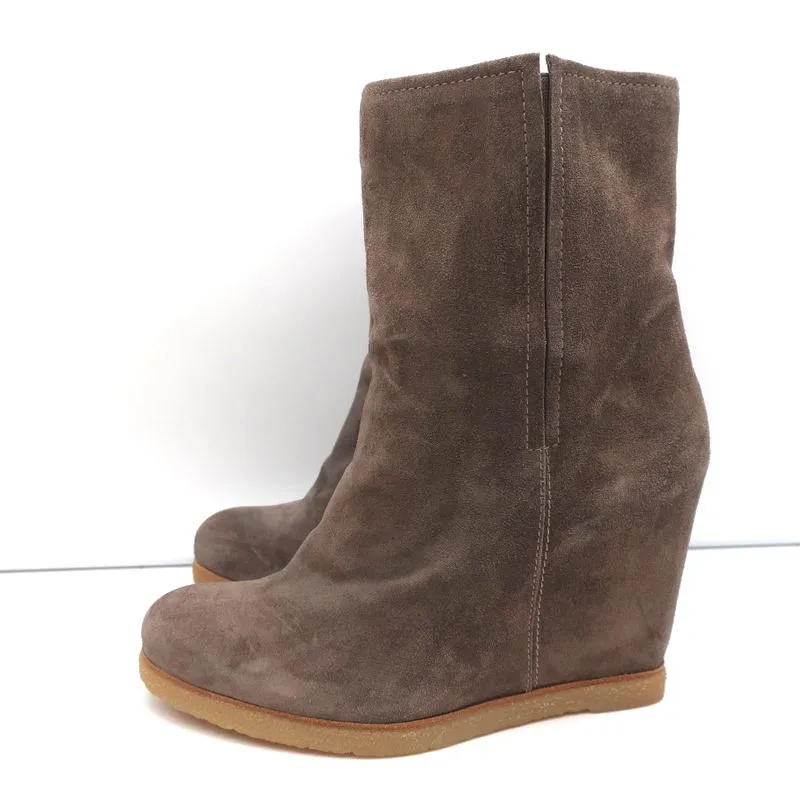 Stuart Weitzman Bootscout Hidden-Wedge Boots Brown Suede Size 8