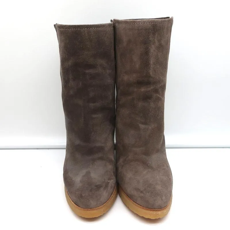 Stuart Weitzman Bootscout Hidden-Wedge Boots Brown Suede Size 8