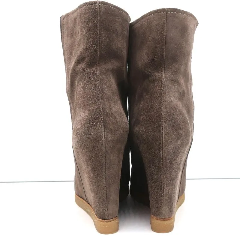 Stuart Weitzman Bootscout Hidden-Wedge Boots Brown Suede Size 8