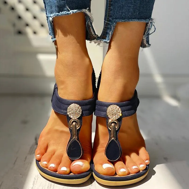 Studded Toe Post Flat Sandals
