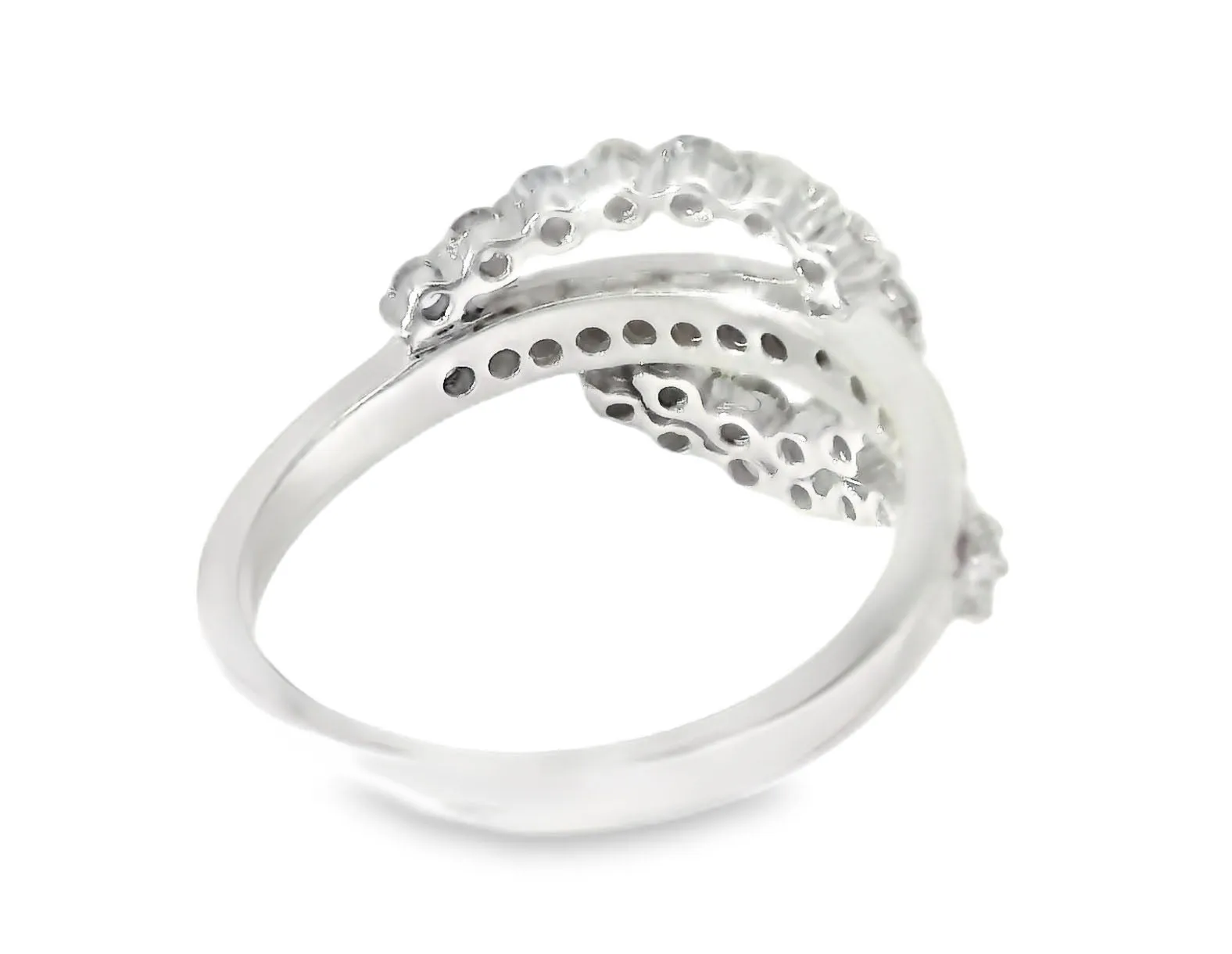 Stunning Estate 14K White Gold Diamond Pink Sapphire Swirl Designer Band Ring