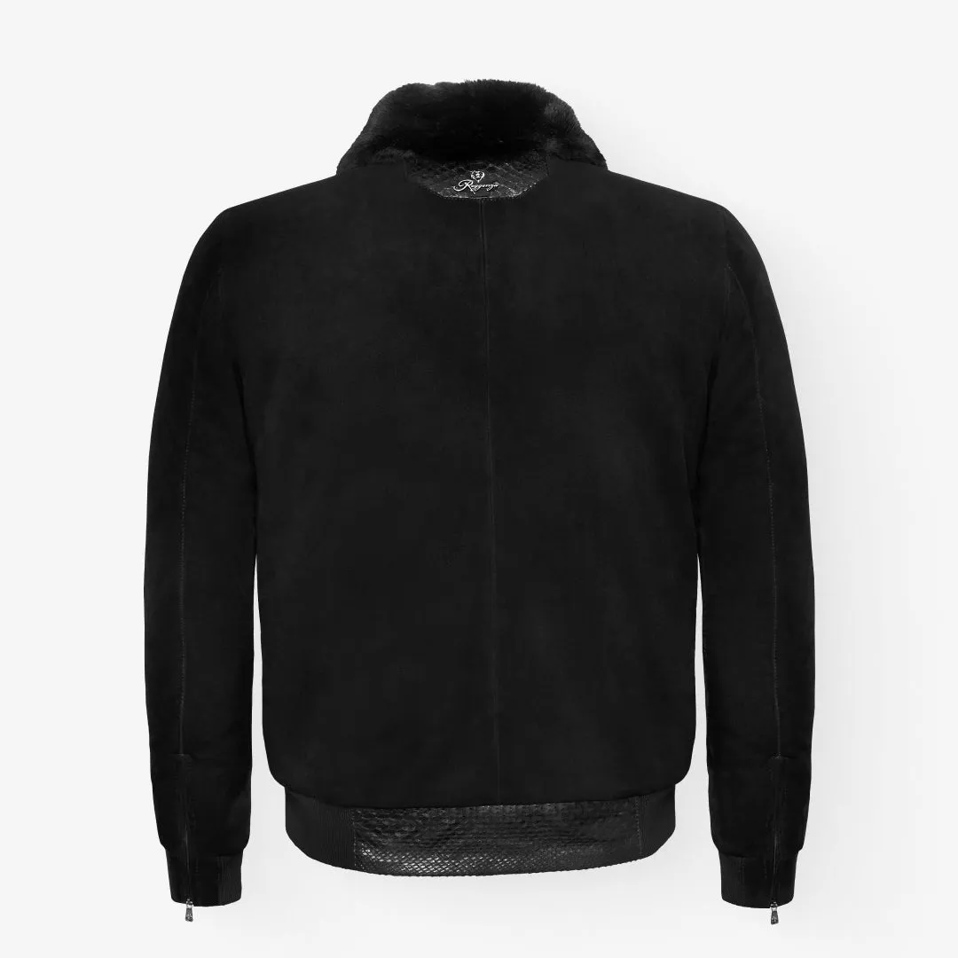 Suede & Full Body Python Leather Flight Jacket